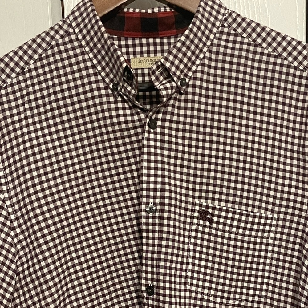 Burgundy Gingham Burberry Shirt